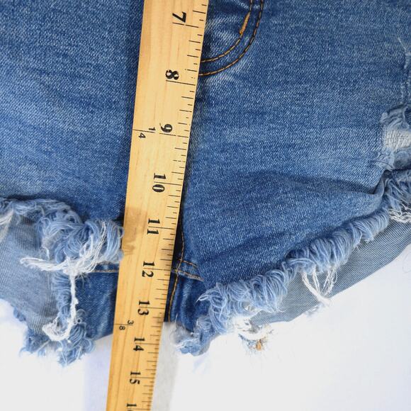 We The Free Shorts Womens 27 Curvy Blue Cut Off Button Fly Distressed Denim - Picture 5 of 9